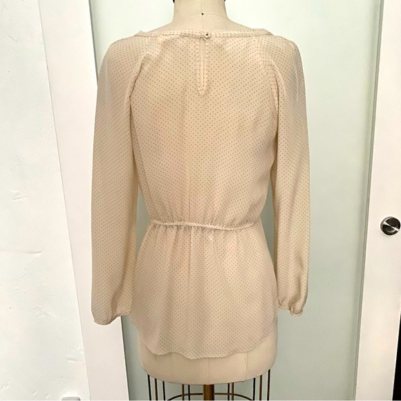 Rebecca Taylor cream ivory silk blouse ruffle pink dot size 2 - Picture 10 of 10